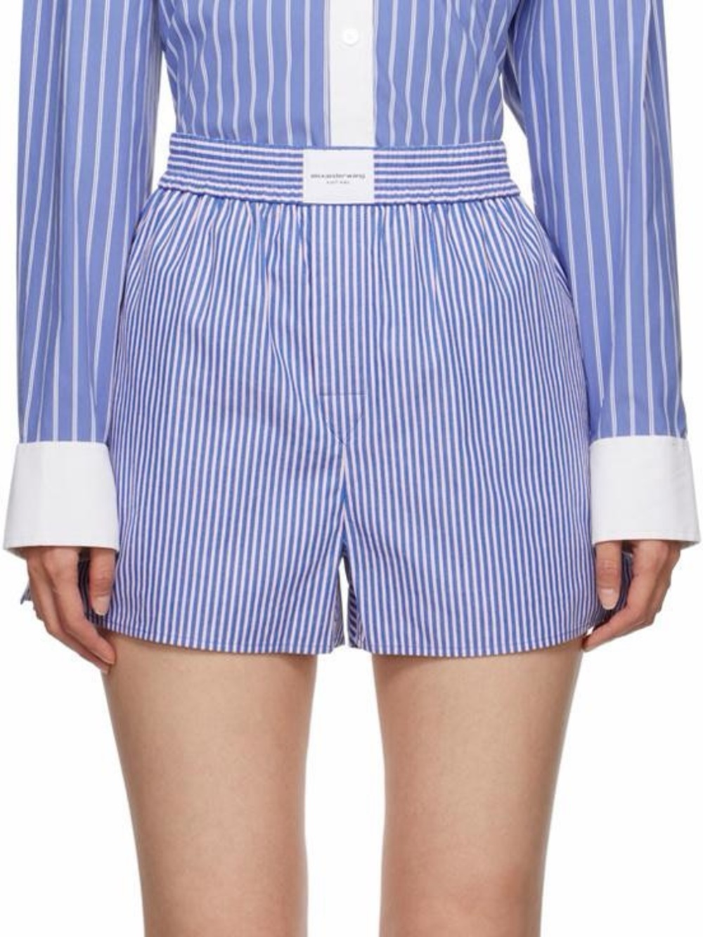Alexander Wang New York Striped Cotton Poplin Boxer Shorts Size XS
